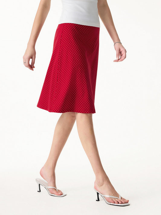 Stretch Cotton Polka Dot A-Line Flare Skirt Limited Edition — original photo 1