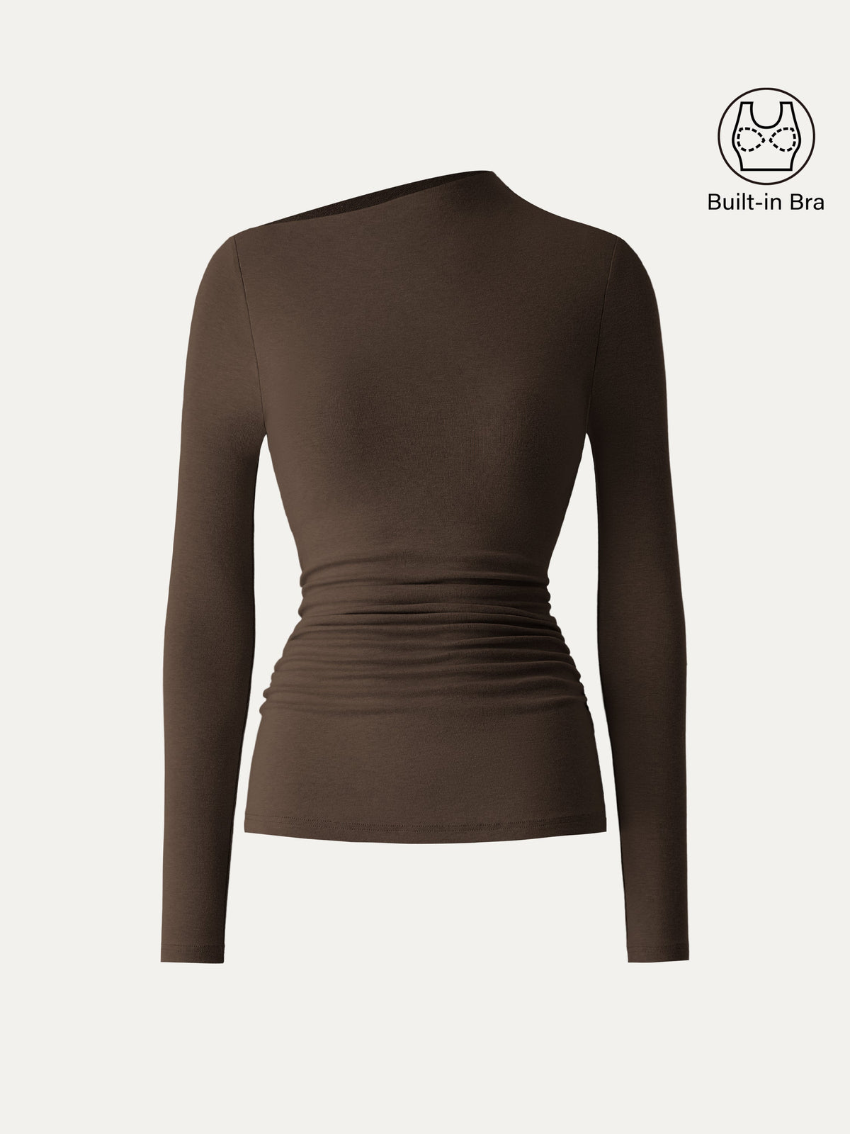 LiteWarm Slanted Mockneck Ruched Built-In Bra Top — original photo 11