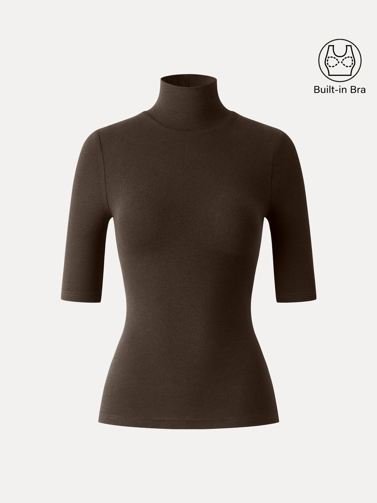LiteWarm Essential Turtleneck Elbow Length Sleeve Built-In Bra Top — original photo 16