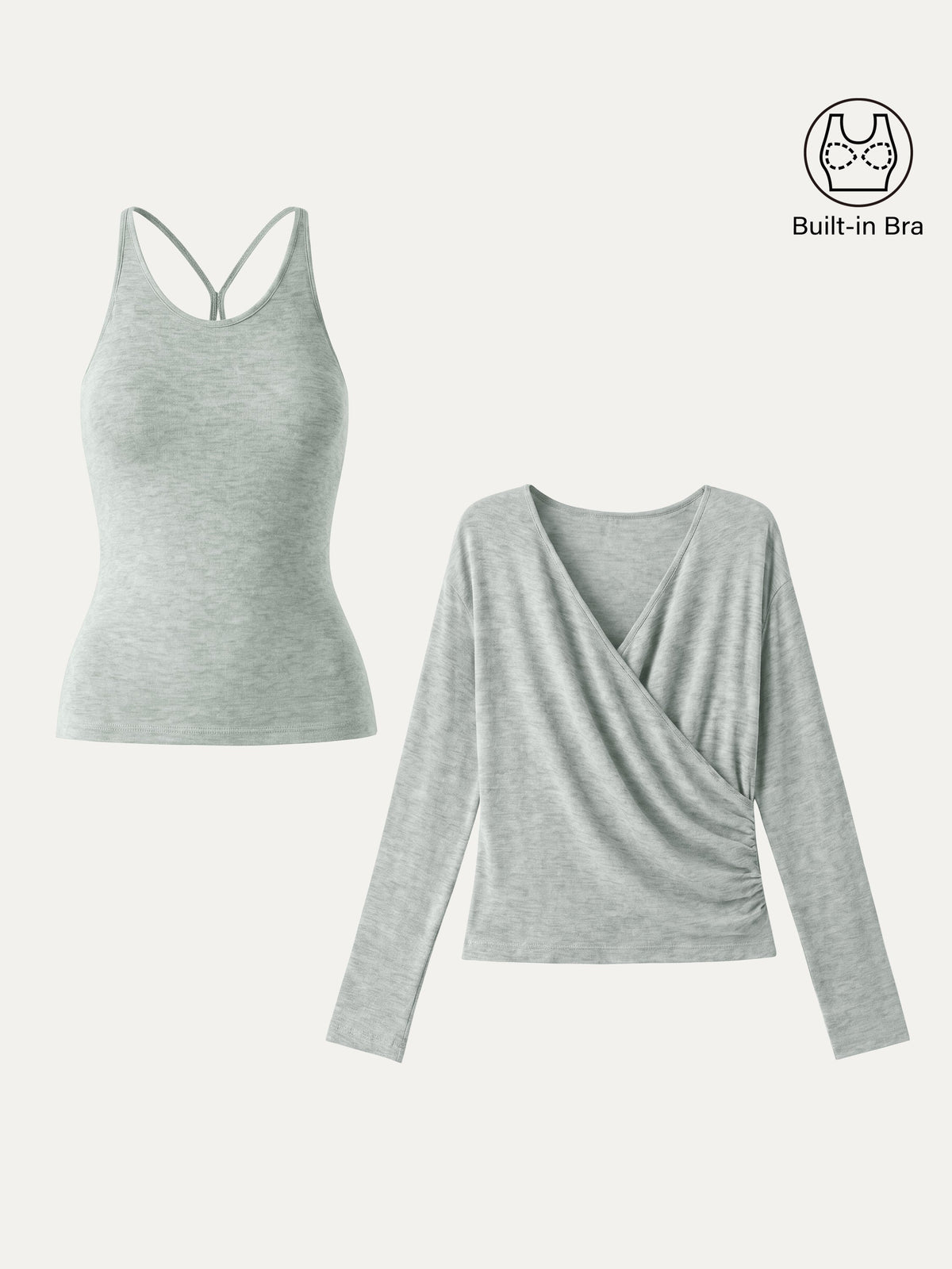 LiteWarm Two-Piece Set Cami with Surplice Ruched Built-In Bra Top — original photo 26