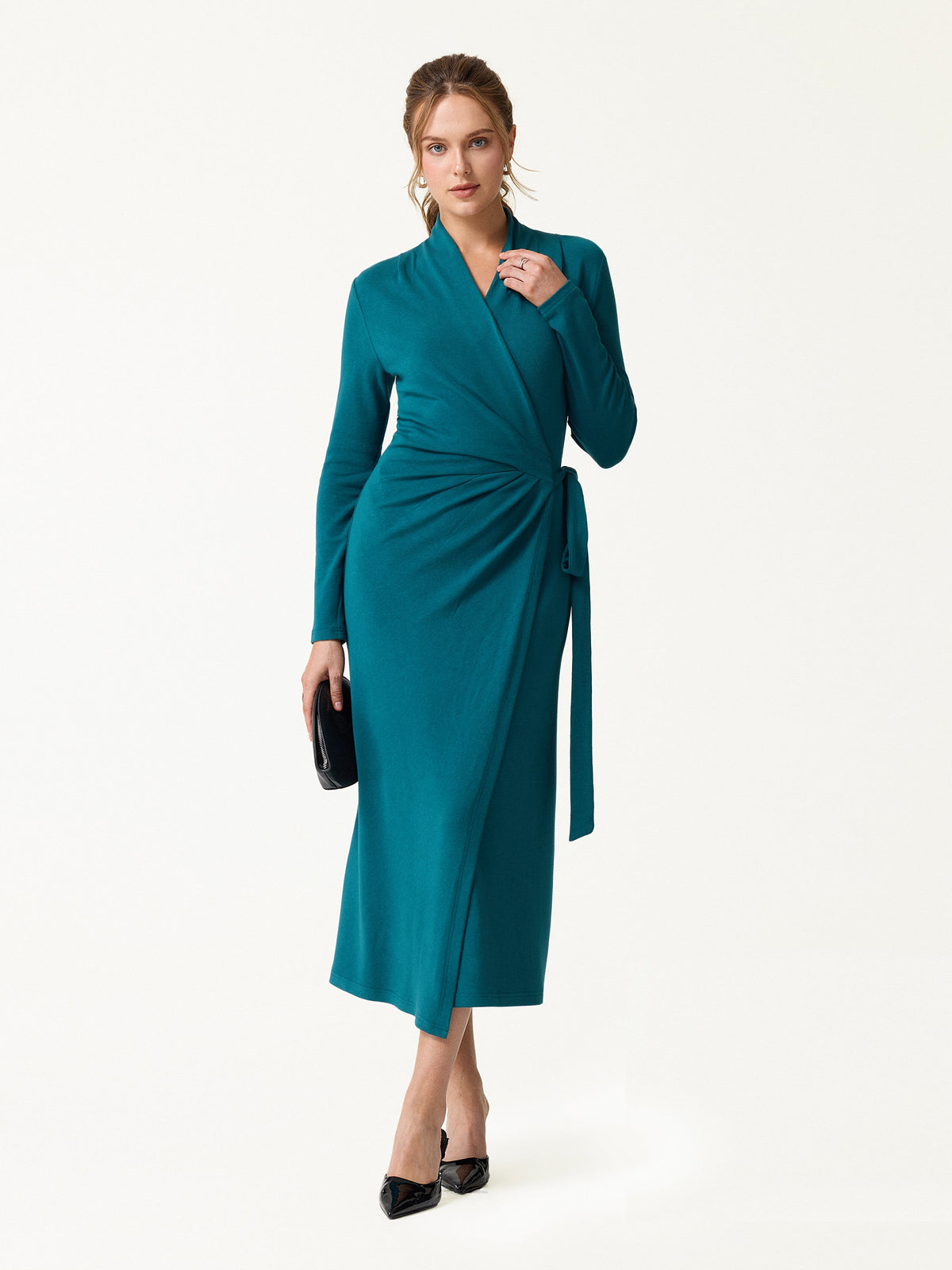 LiteWarm Classic Long Sleeve Midi Wrap Dress — original photo 2
