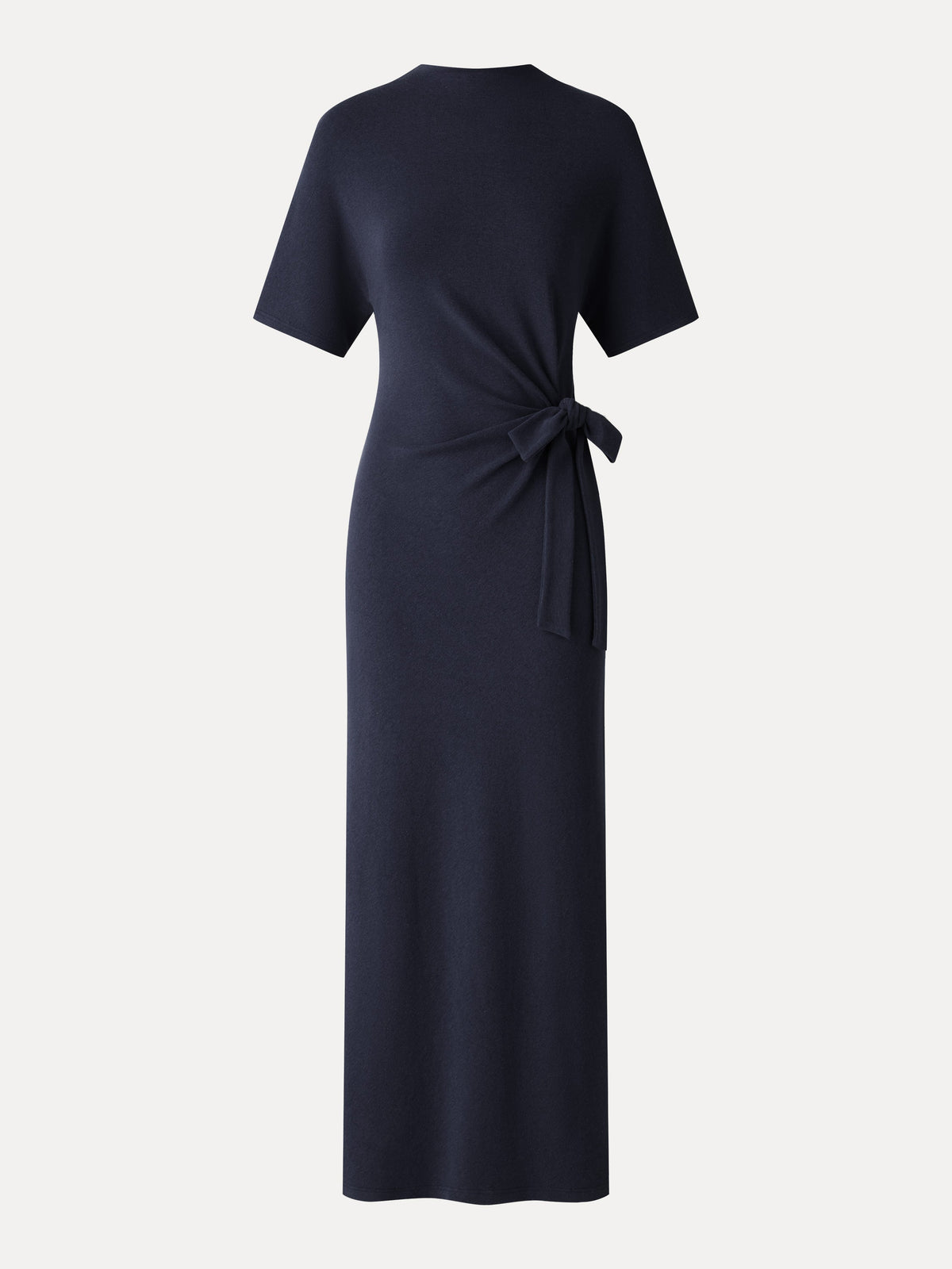 LiteWarm Mock Neck Elbow Sleeve Tie-Waist Midi Dress — original photo 7