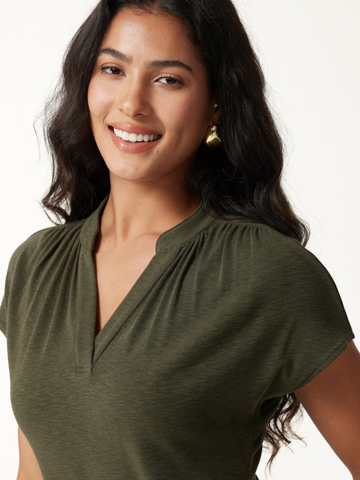 LiteWarm Neck Short Sleeve Belted Midi Dress — original photo 5