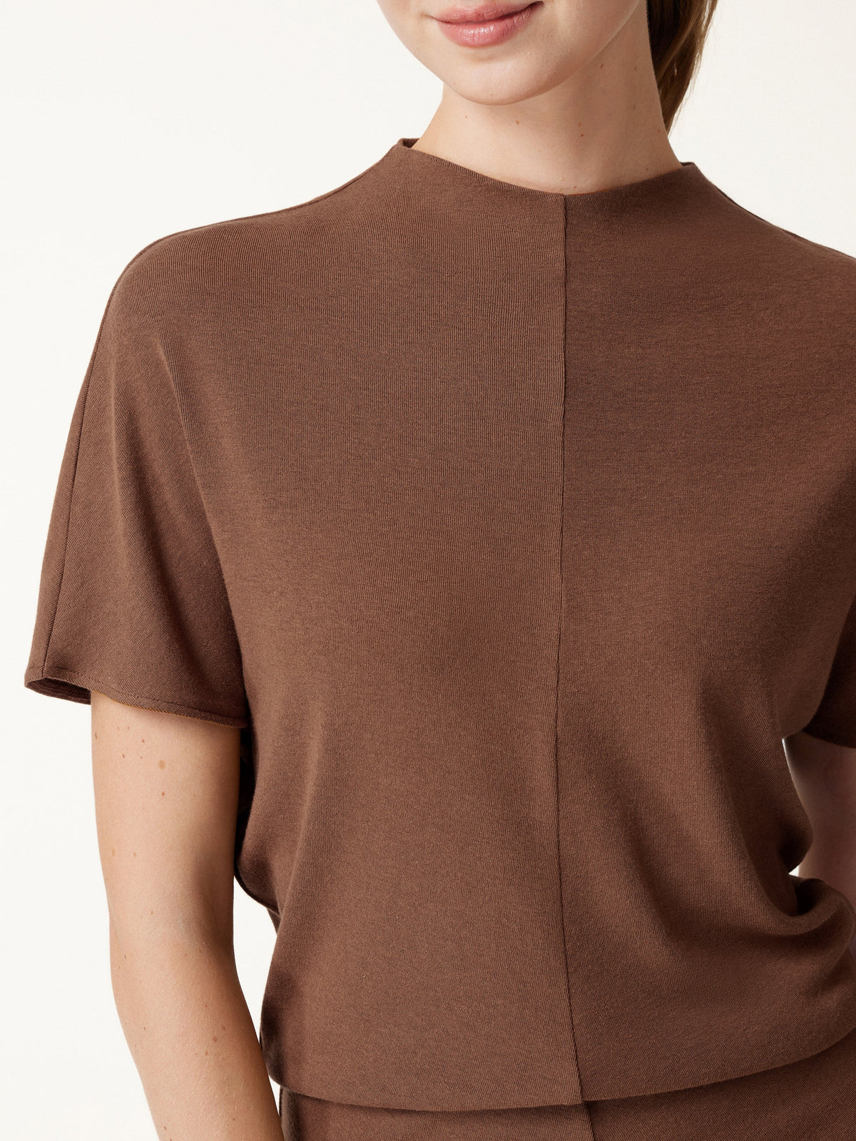 LiteWarm Mock Neck Cap Sleeve Seamed Top — original photo 5