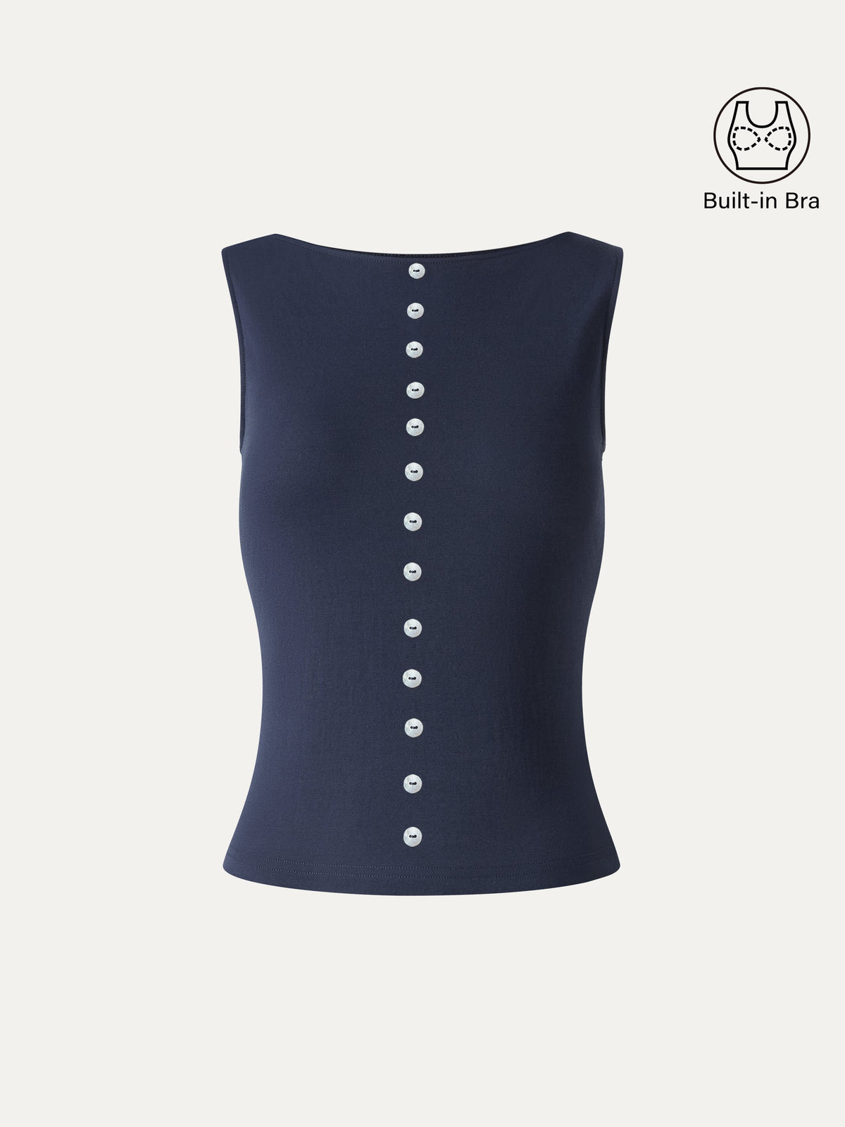 Cotton-Linen Boatneck Cropped Built-In Bra Top — original photo 9