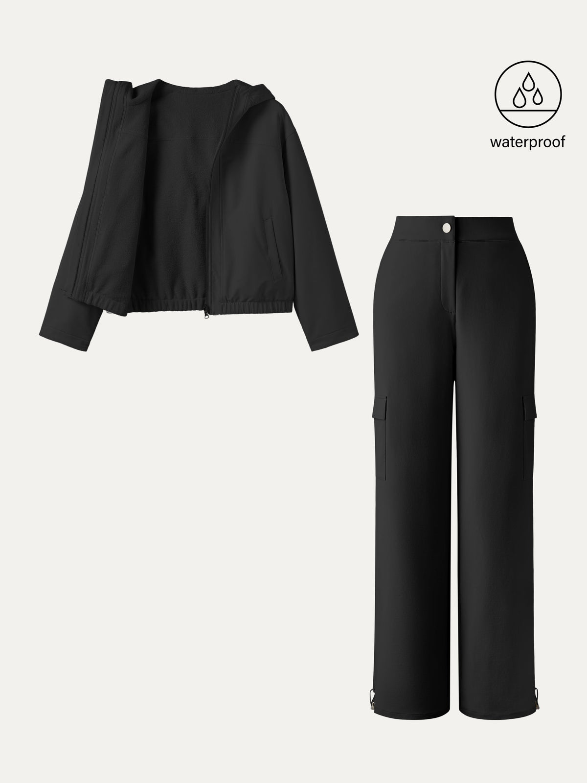 2Pcs Set Fleece Reversable Hooded Jacket & Fleece Lined Cargo Pant — original photo 9