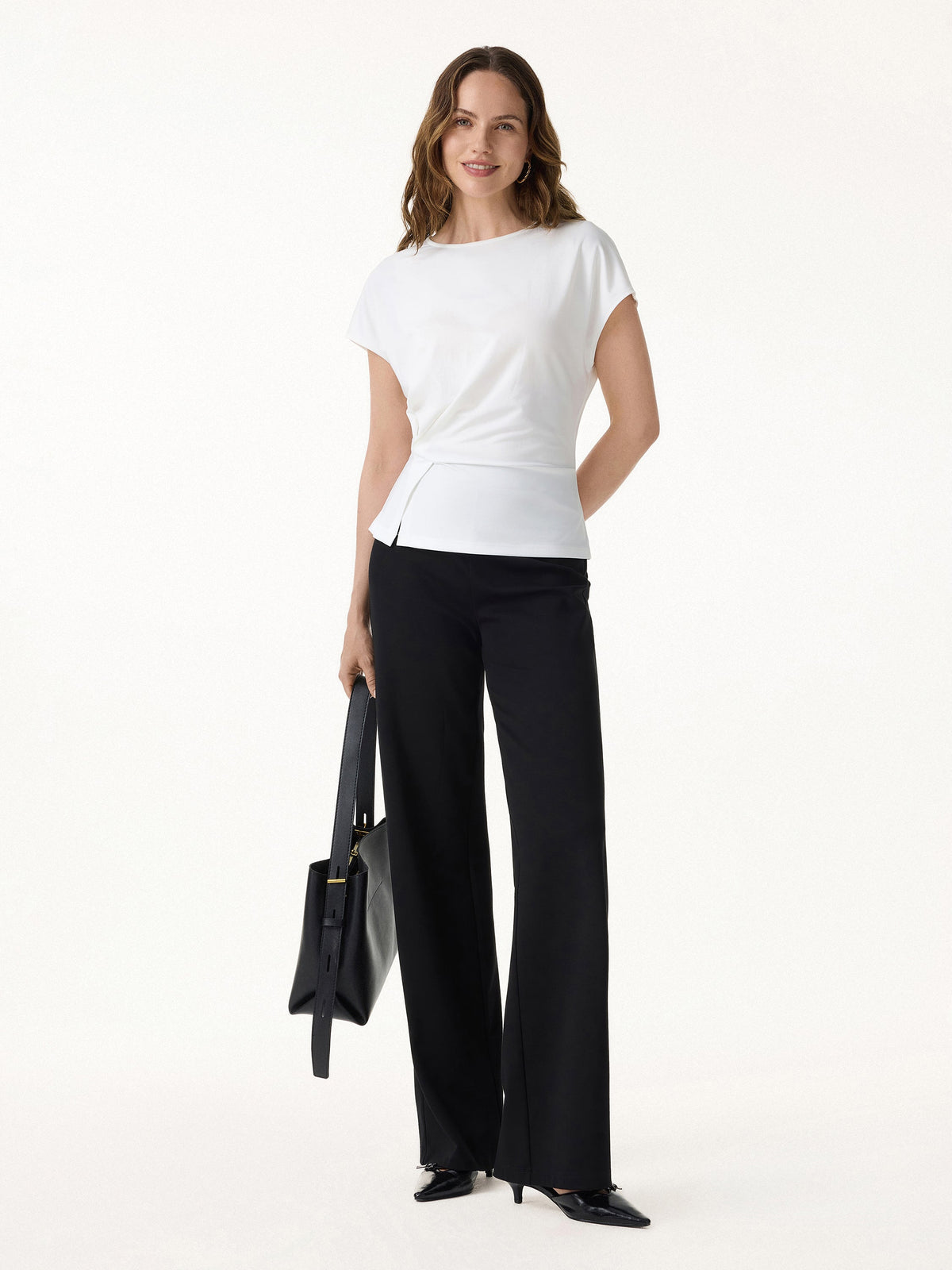 Cooling Ponte Relaxed Round Neck Tucked Top — original photo 2