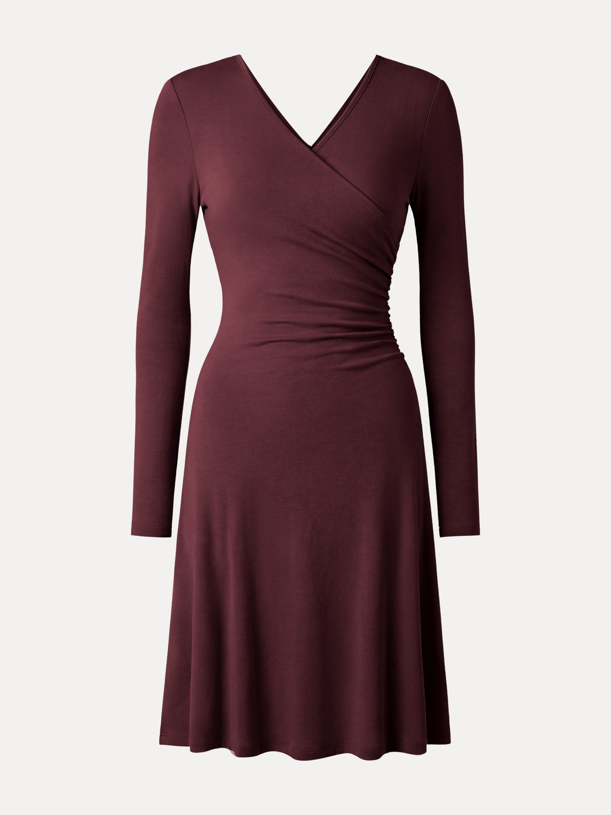 LiteWarm Surplice Long Sleeve Gathered Mini Dress — original photo 8