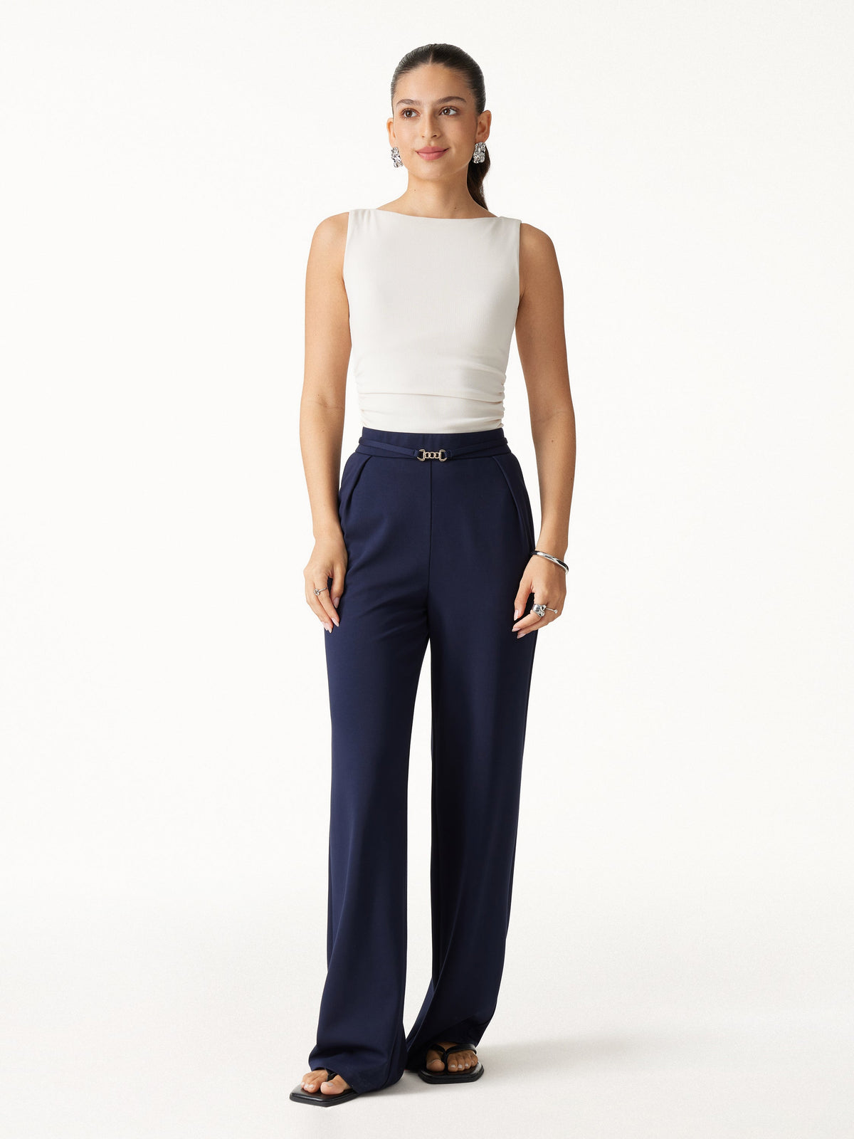 Ponte High-Rise Wide-Leg Pants with Pockets — original photo 12