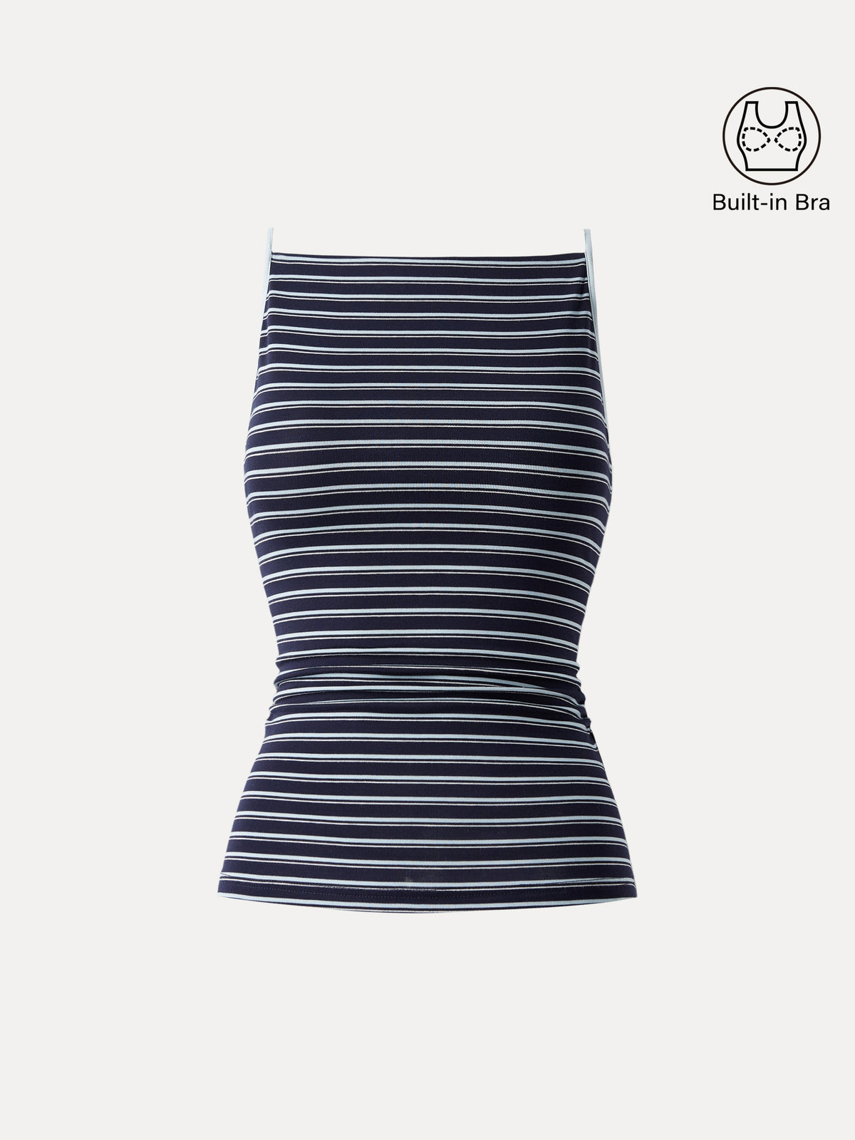 Striped Side Ruched Spaghetti New Airy Built-In Bra Tank — original photo 7