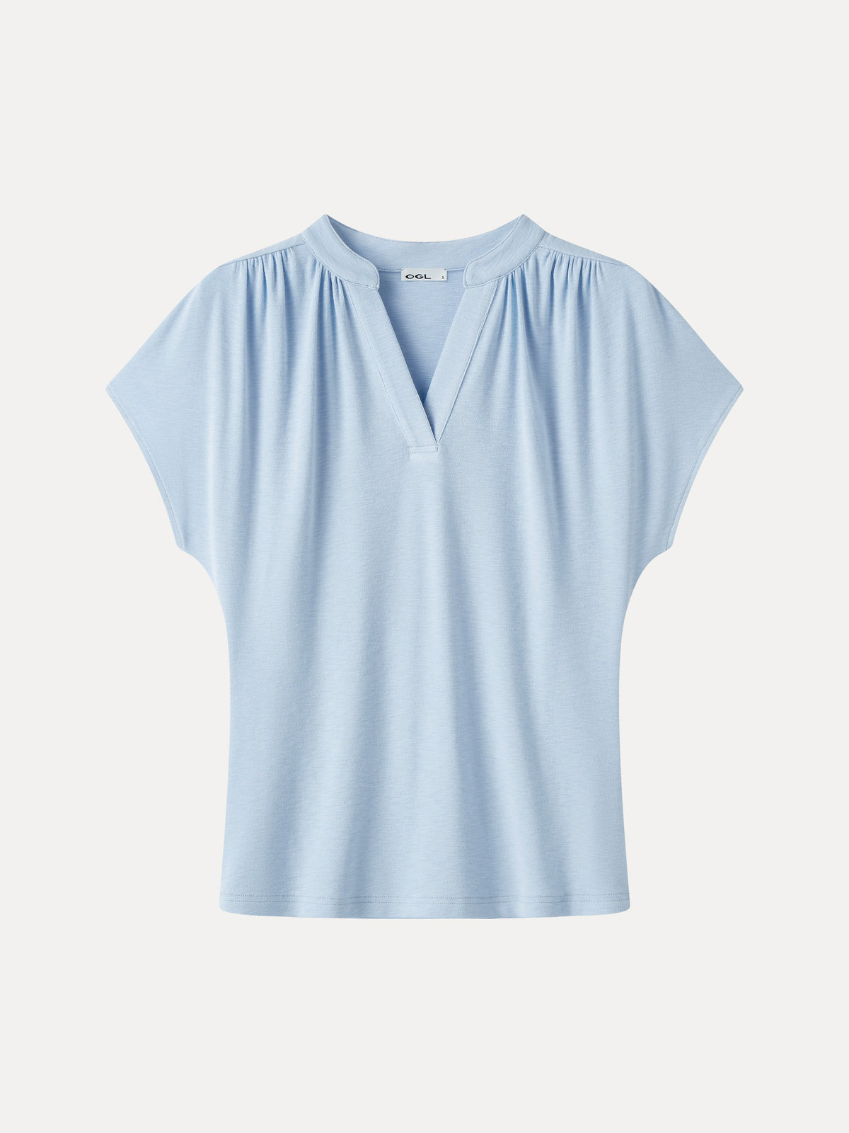 LiteWarm Collared V-Neck Short Sleeve Top — original photo 7