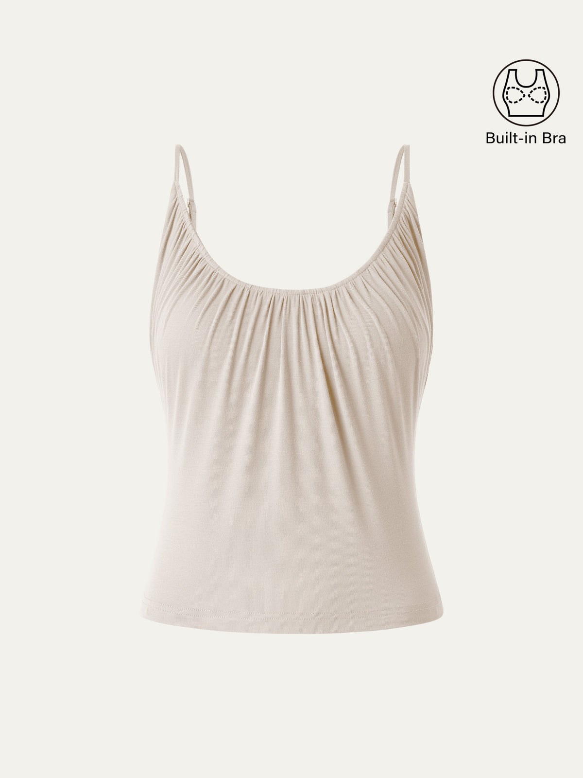 Scoop Neck Gathered Spaghetti Built-In Bra Tank — original photo 10