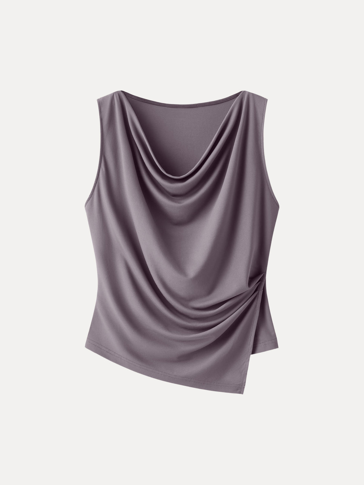Cowl Neck Asymmetrical Tucked Sleeveless Top — original photo 9