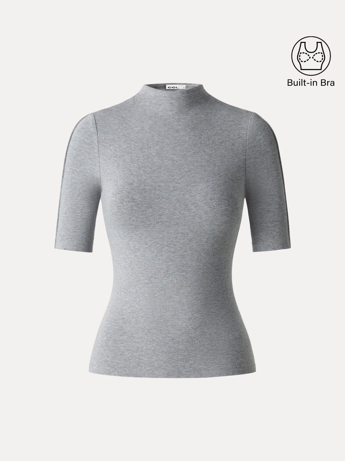 LiteWarm Mock Neck Elbow Sleeve Pintuck Built-In Bra Top — original photo 7