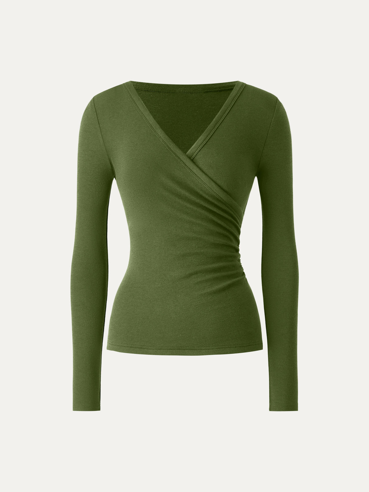 Eco-MiYaMoon® Surplice Ruched Long Sleeve Top — original photo 12