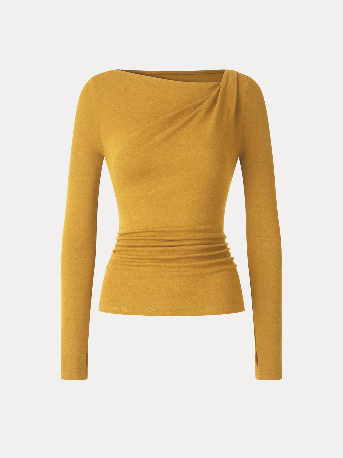LiteWarm Asymmetrical Neck Long Sleeve Ruched Top — original photo 6