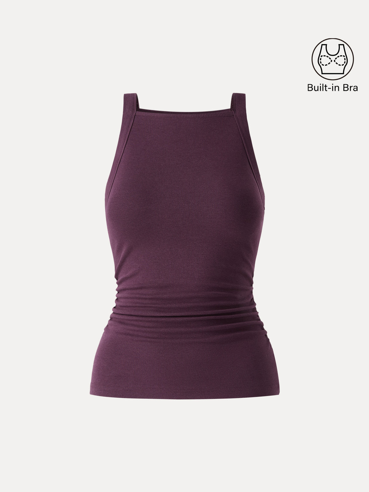Plantive Chic Square Neck Ruched Rib Built-In Bra Tank — original photo 7