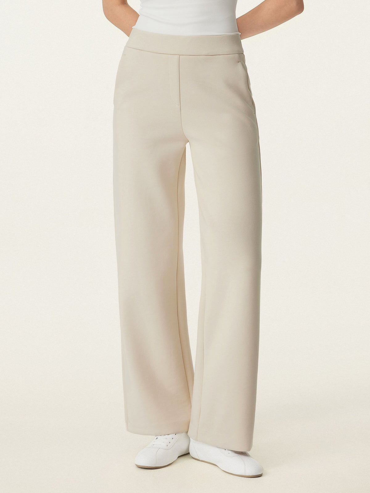Textured Mid Rise Pull-on Straight Pant with Pockets — original photo 1