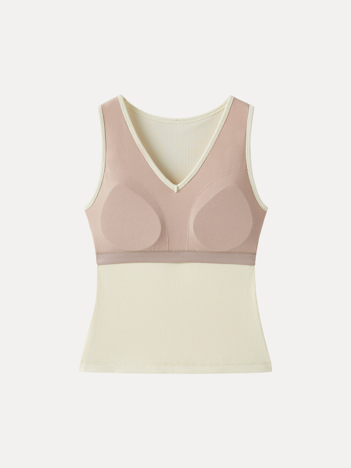 Stretch Cotton Pointelle V-neck Sleeveless Built-In Bra Tank — original photo 6