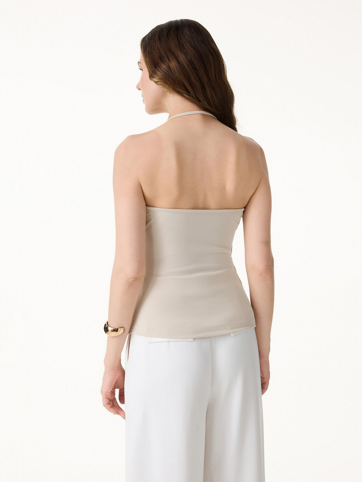 Modal Halter Neck Surplice Ruched Bandless Built-In Bra Top — original photo 6