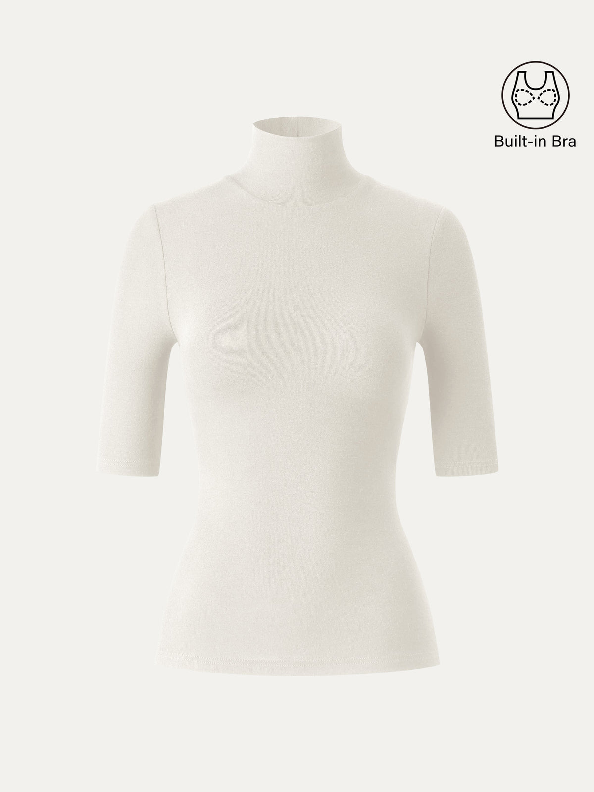 LiteWarm Essential Turtleneck Elbow Length Sleeve Built-In Bra Top — original photo 15