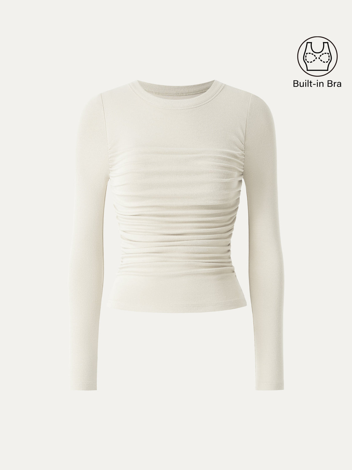 ProWarm Roundneck Long Sleeve Ruched Built-In Bra Top — original photo 12