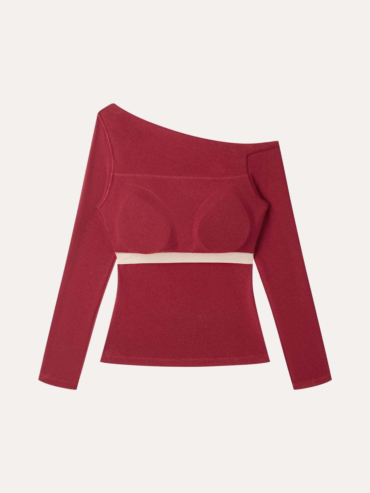 LiteWarm Asymmetrical Neck Long Sleeve Built-In Bra Top — original photo 6