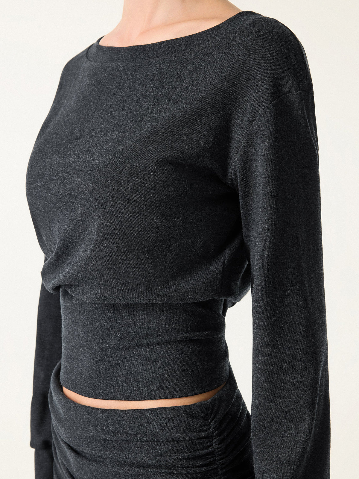 2Pcs Set Boatneck Built-In Bra & Drapey Wide Leg Pull-on Pants with Pockets — original photo 5