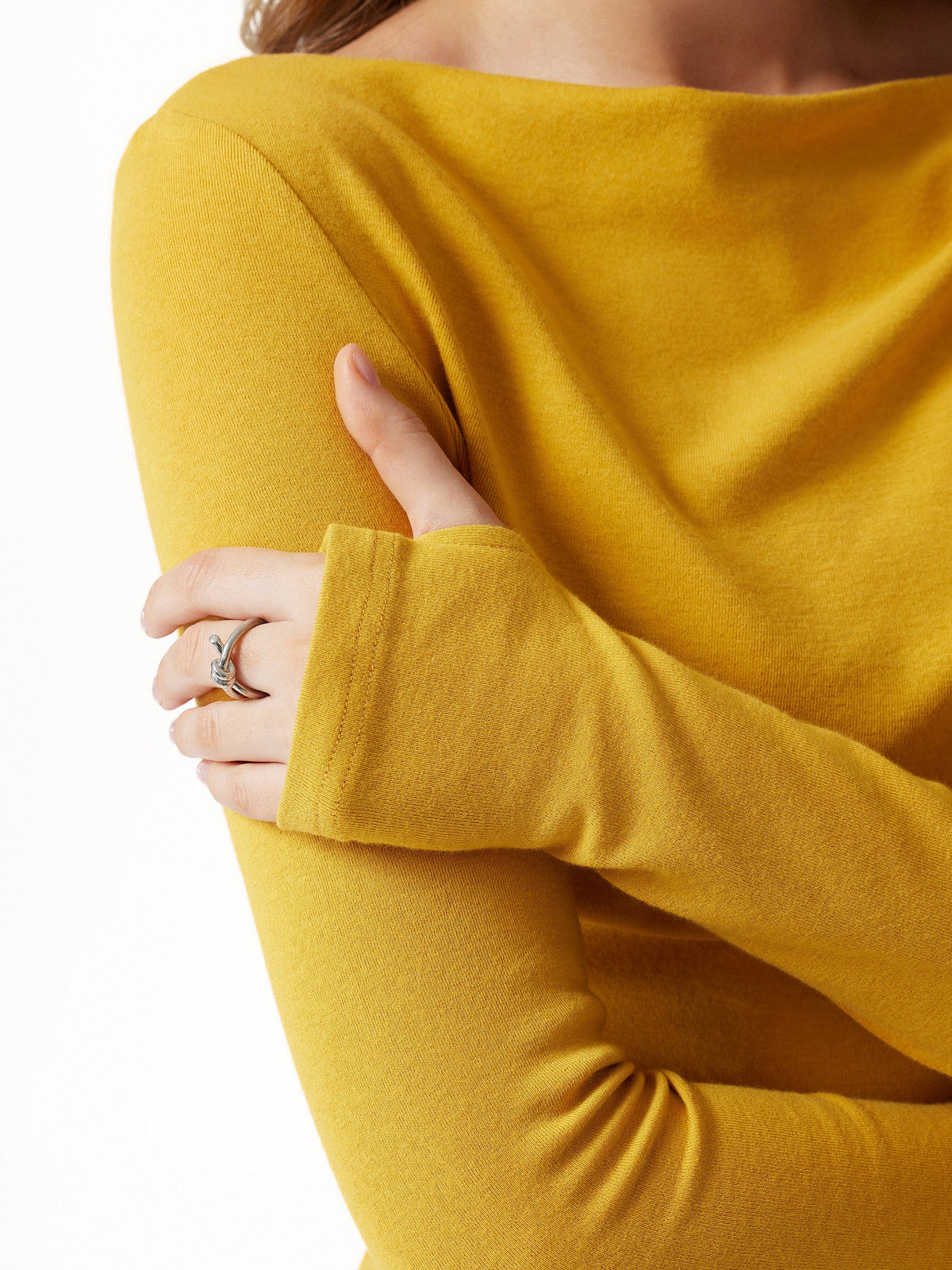 LiteWarm Asymmetrical Neck Long Sleeve Ruched Top — original photo 5