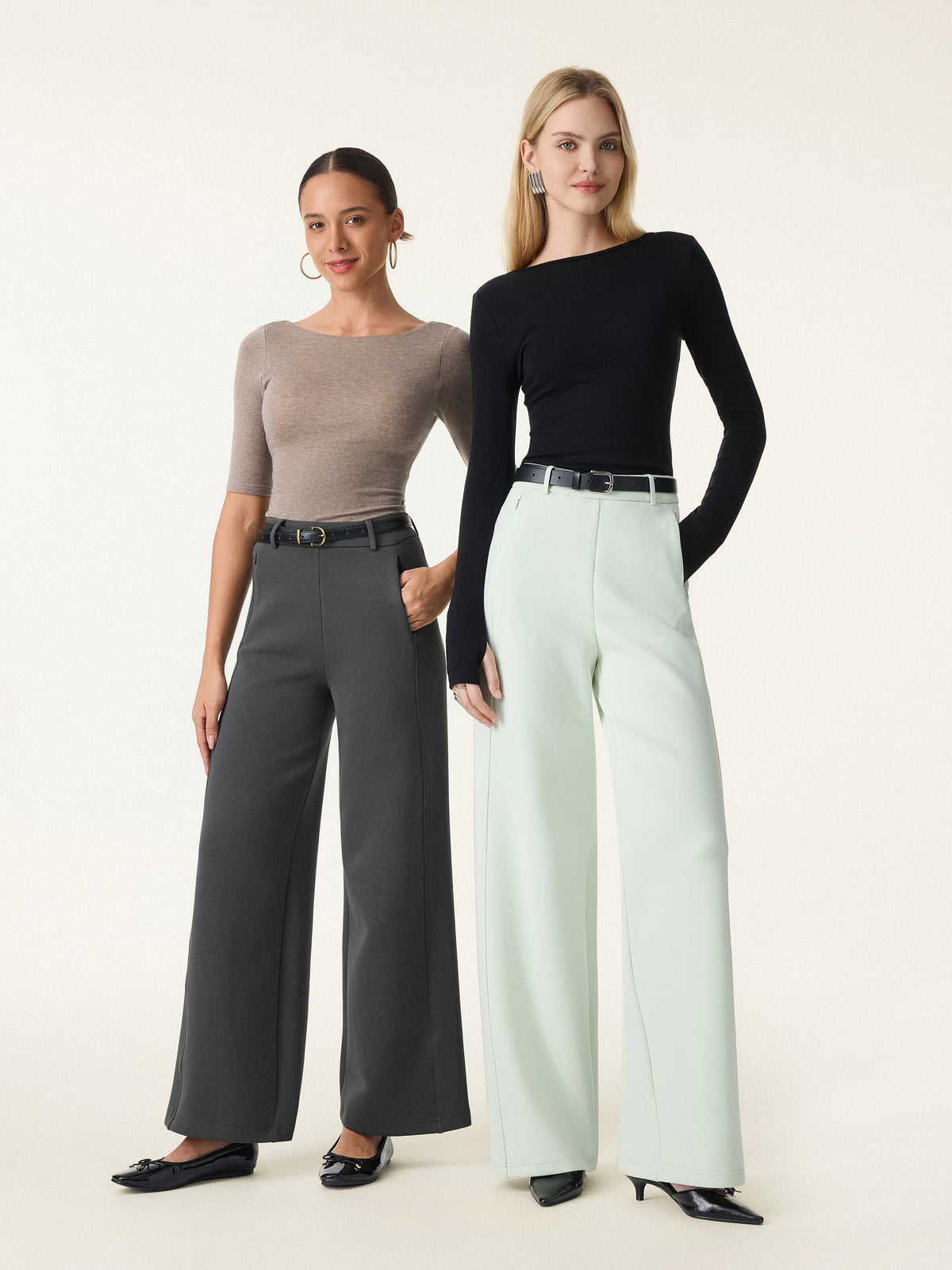 Stretch Cotton Blend Slimming High Rise Wide Leg Pant — original photo 2