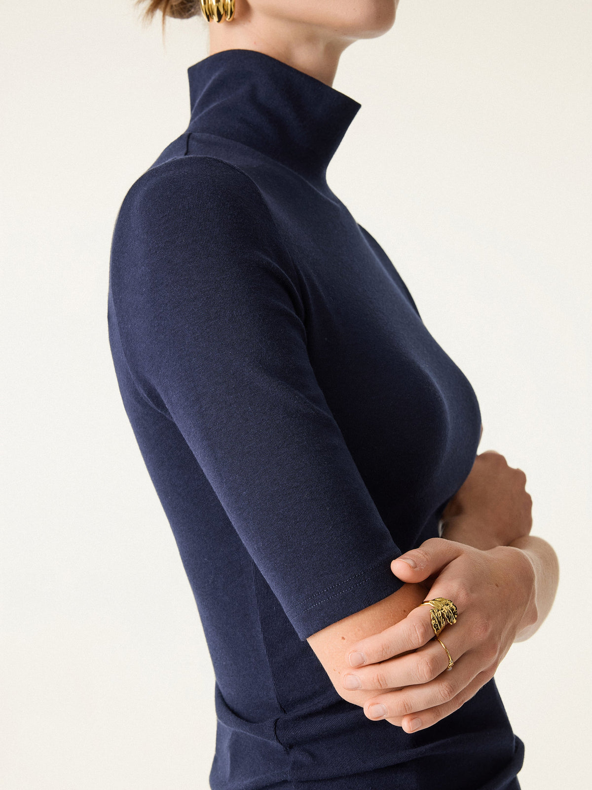 LiteWarm Essential Turtleneck Elbow Length Sleeve Built-In Bra Top — original photo 6
