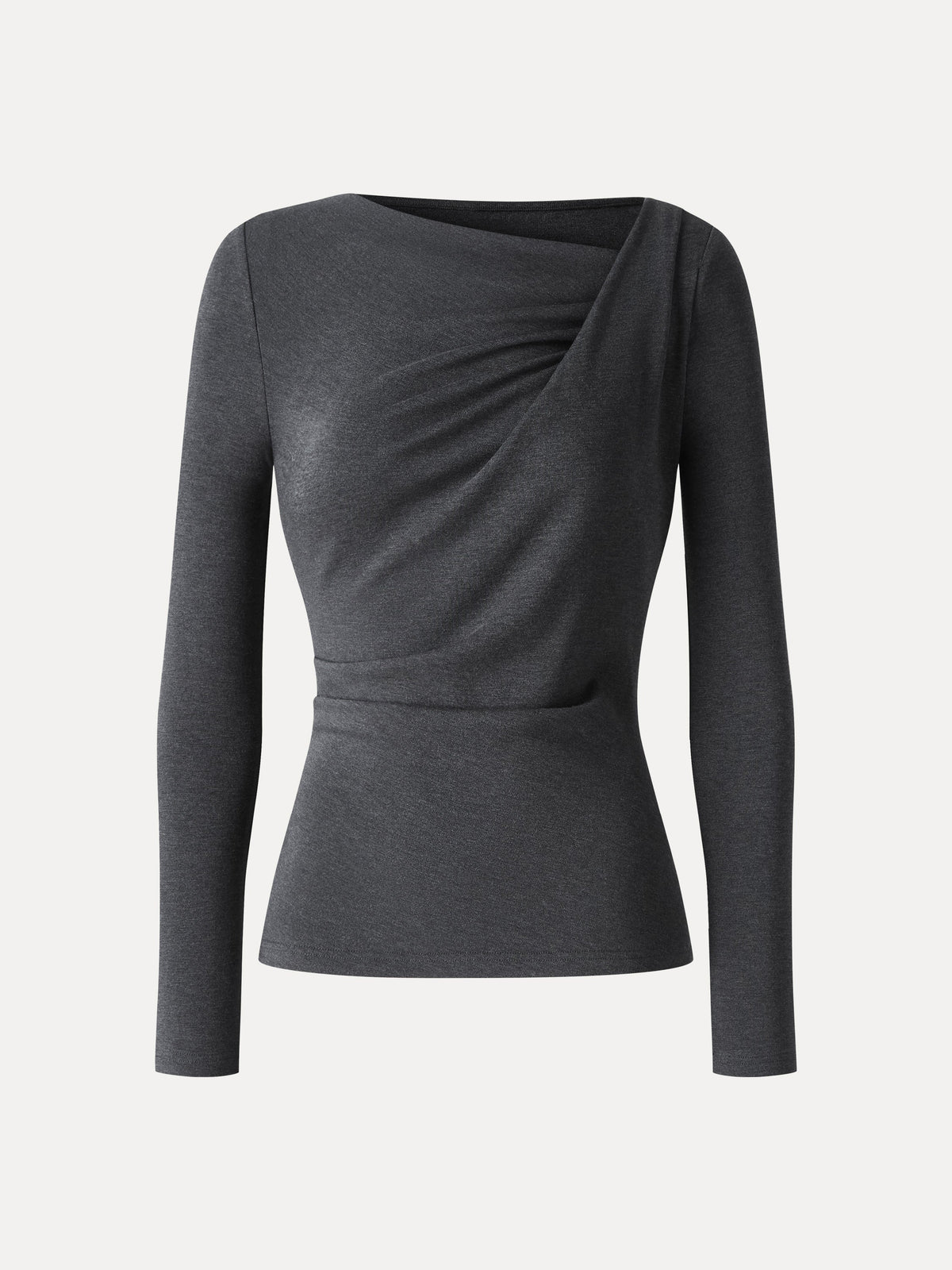 LiteWarm Asymmetrical Neck Long Sleeve Tucked-Waist Top — original photo 6