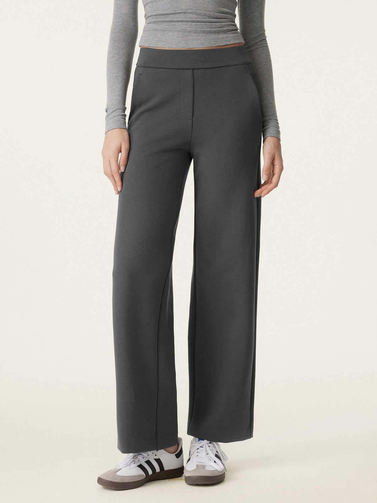 Textured Mid Rise Pull-on Straight Pant with Pockets — original photo 8