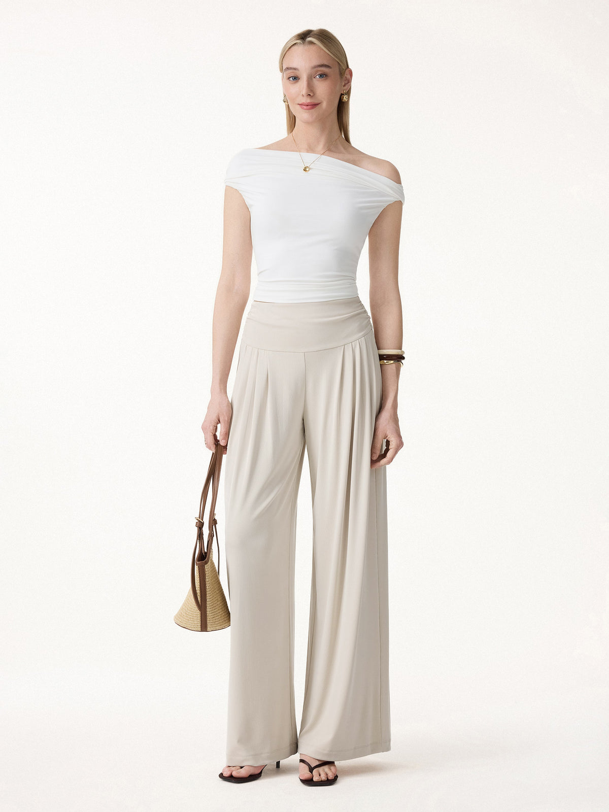 Sandwashed Super Flowy Tucked Palazzo Pant with Pockets — original photo 3