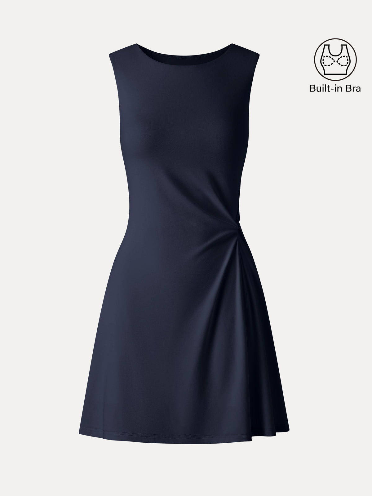 Ribbed Round Neck Sleeveless Side-Twist Mini Built-In Bra Dress — original photo 10
