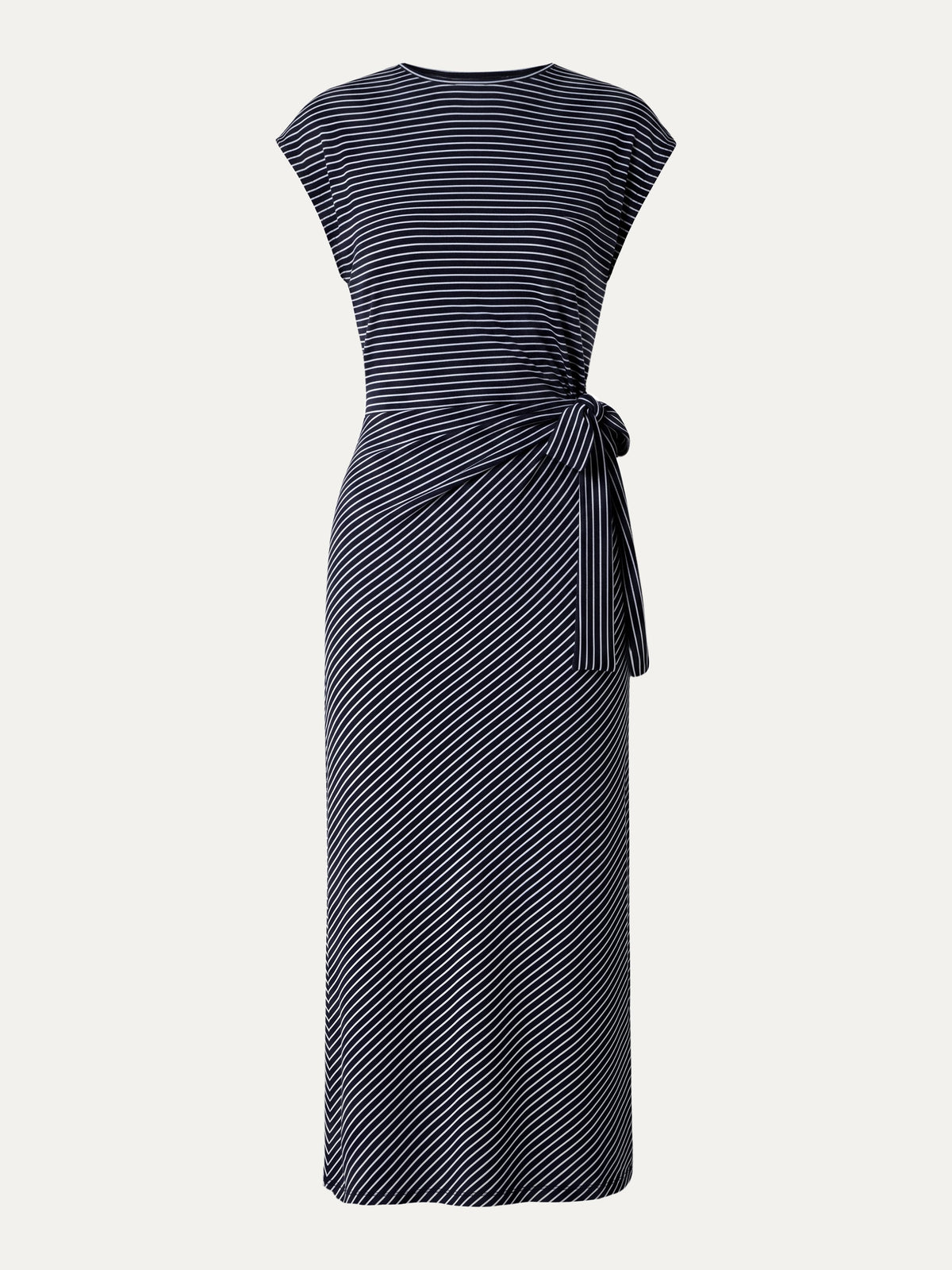 Striped Relaxed Midi Dress with Self-Tie — original photo 8