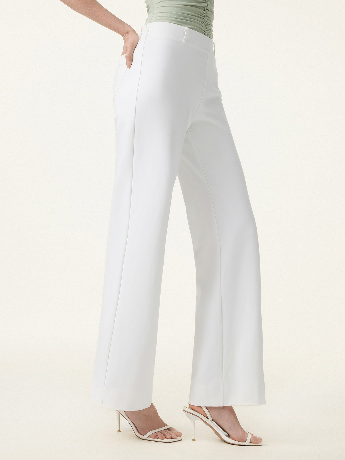 Not-See-Thru Drapey Mid Rise Wide Leg Pull-on Pant with Pockets — original photo 1