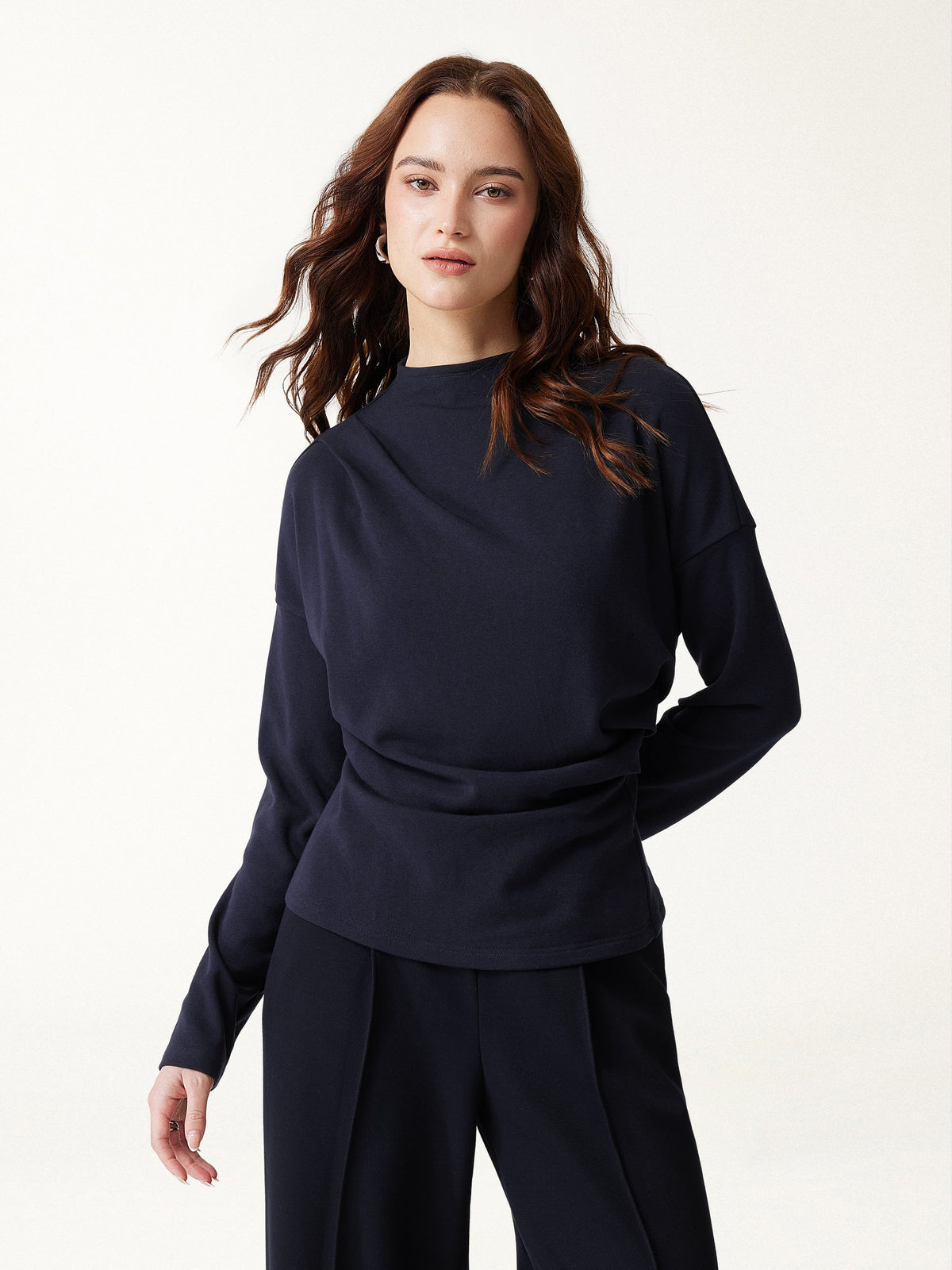 ProWarm Mock Neck Long Sleeve Tucked Ruched Top — original photo 3