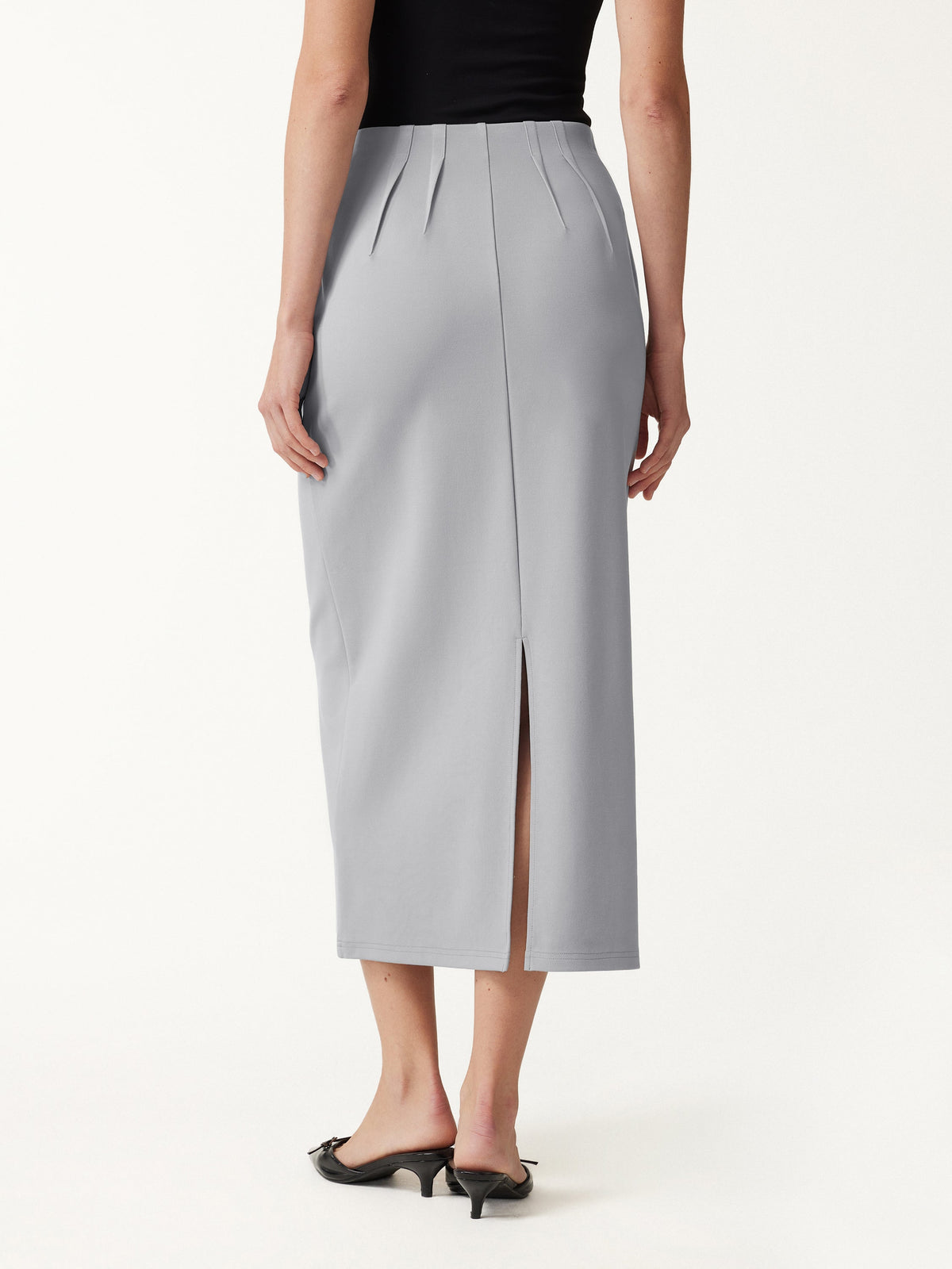 Ponte High-Rise Side-Tuck Column Midi Skirt — original photo 4