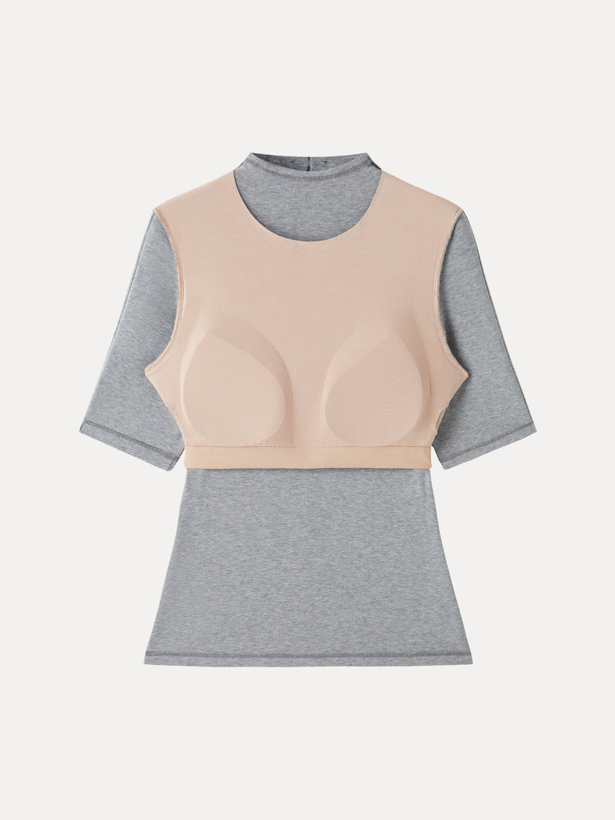 LiteWarm Mock Neck Elbow Sleeve Pintuck Built-In Bra Top — original photo 6