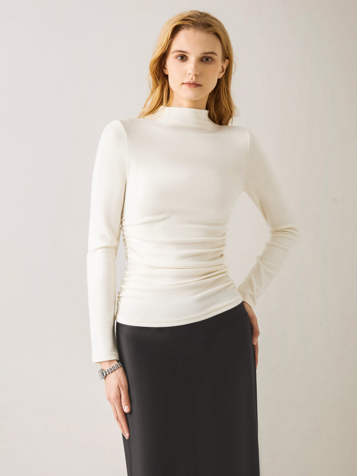 ProWarm Ruched Sides Tuckable Mockneck Top — original photo 1