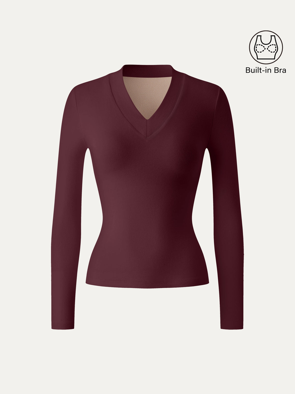 LiteWarm V-neck Wide Binding Built-In Bra Top — original photo 8