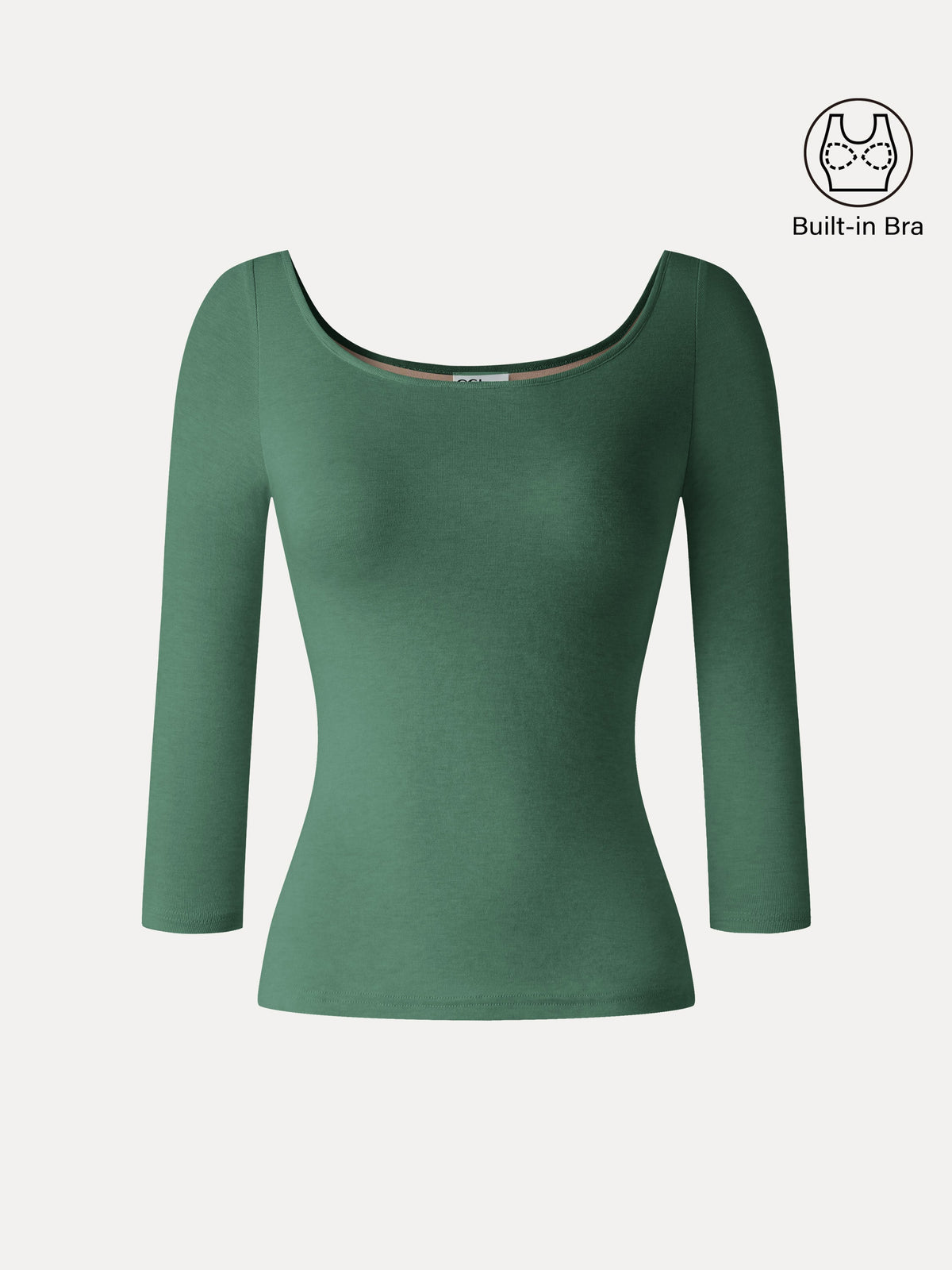 LiteWarm Lyocell-Wool Knit Scoop Neck 3/4 Sleeve Built-In Bra Top — original photo 9