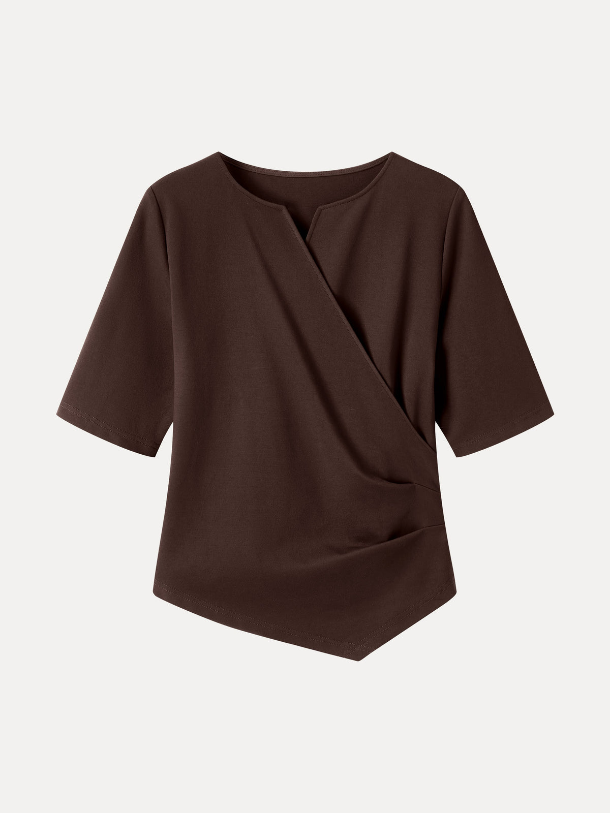Ponte Surplice Elbow Sleeve Asymmetrical Hem Top — original photo 11