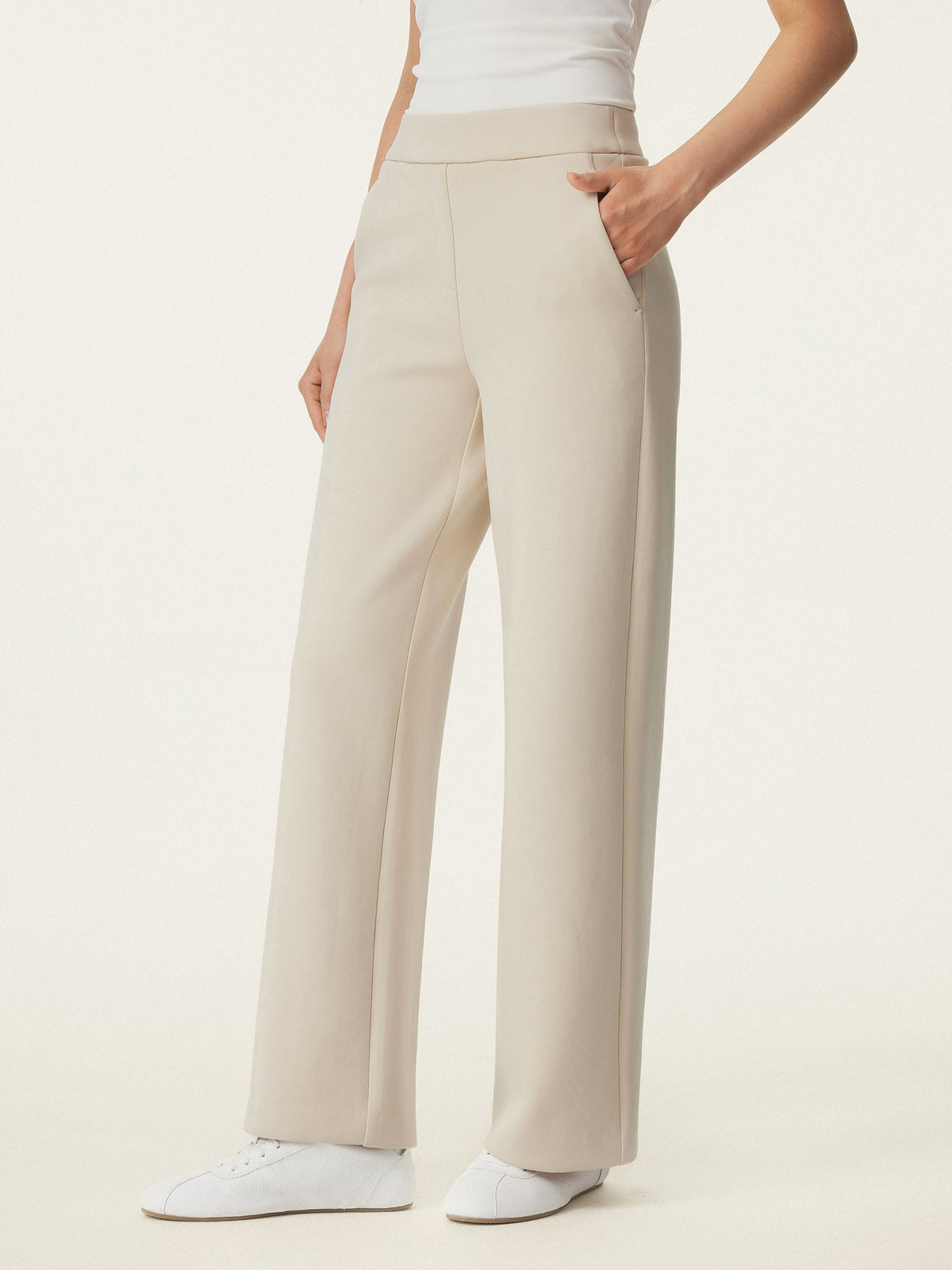 Textured Mid Rise Pull-on Straight Pant with Pockets — original photo 3