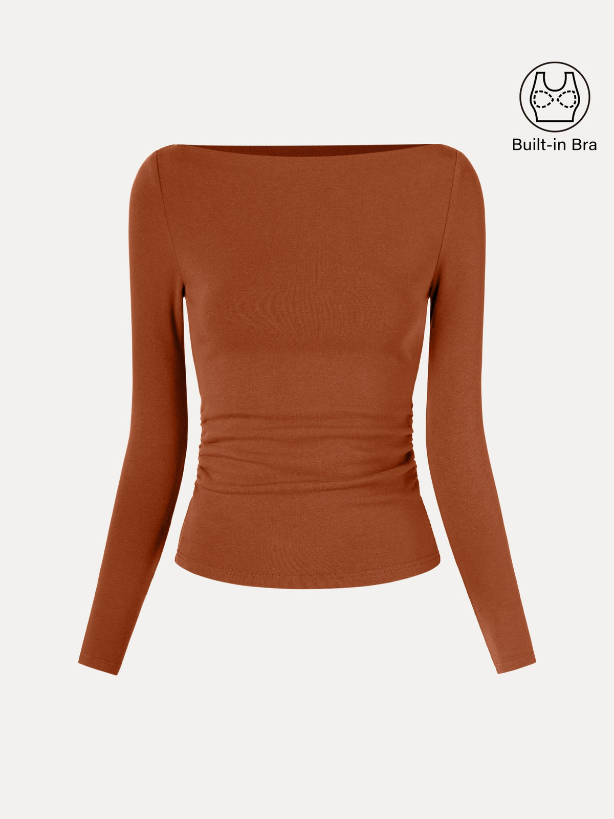 ProWarm Modern Side Ruched Boatneck Built-In Bra Top — original photo 9