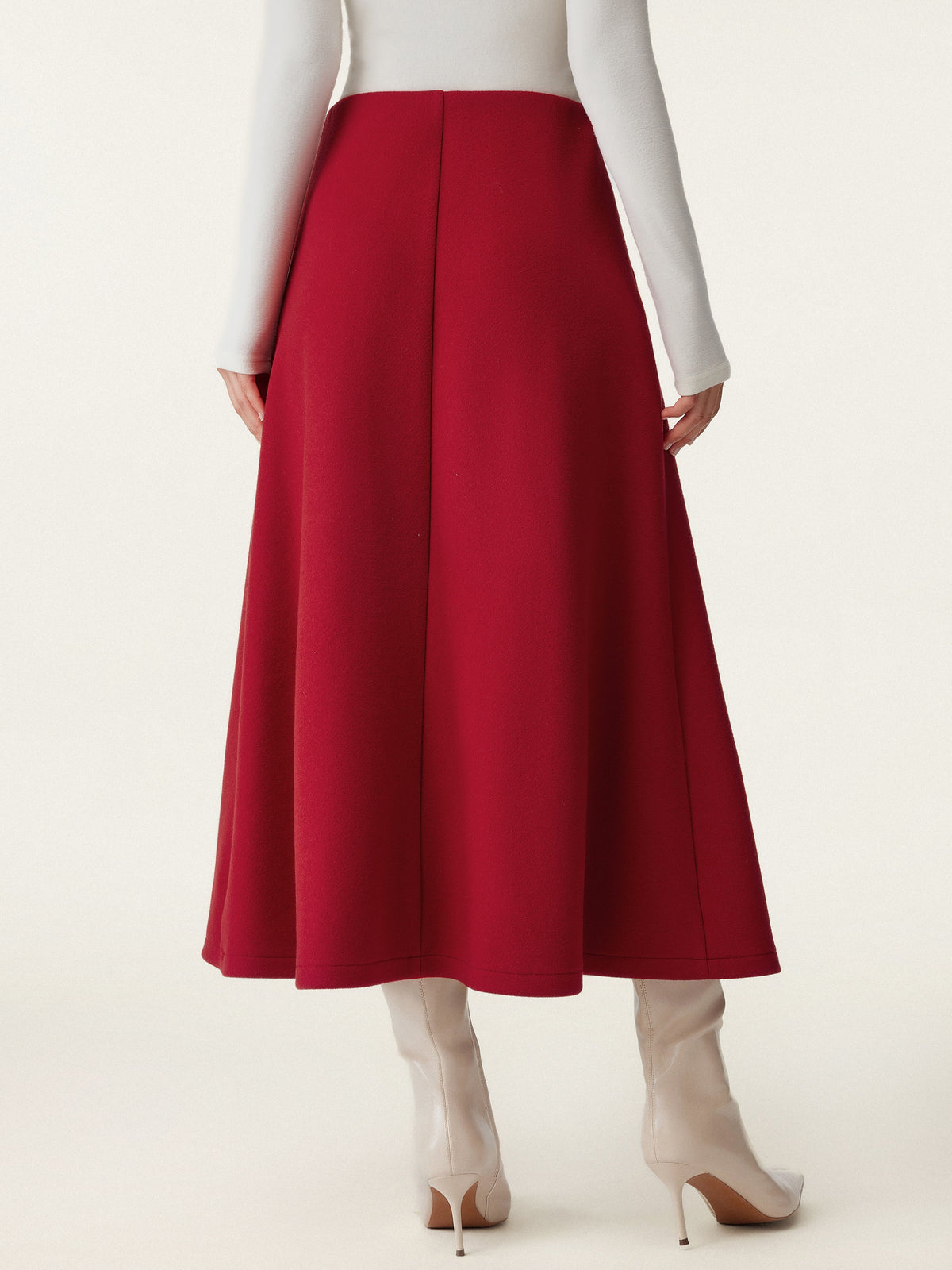 Wool-like Frog Button A-Line Midi Skirt Limited Edition — original photo 4