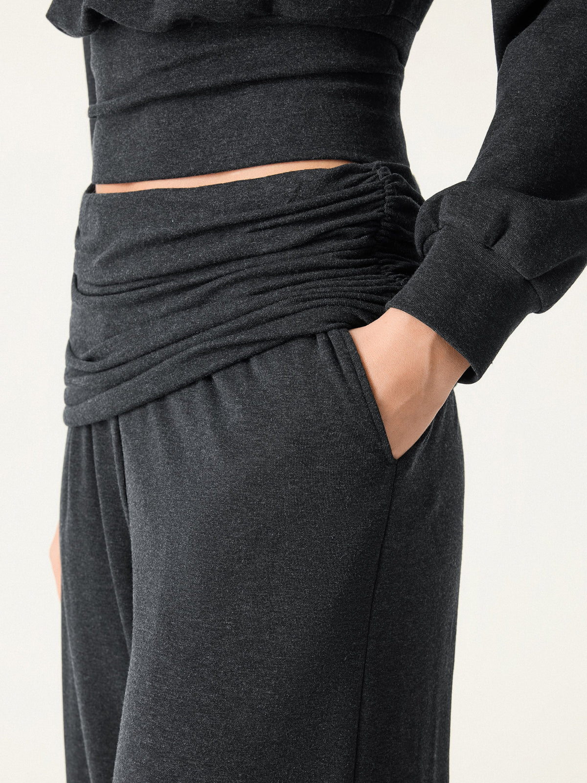 Non-Itchy Wool Blend Drapey Wide Leg Pull-on Pants with Pockets — original photo 5