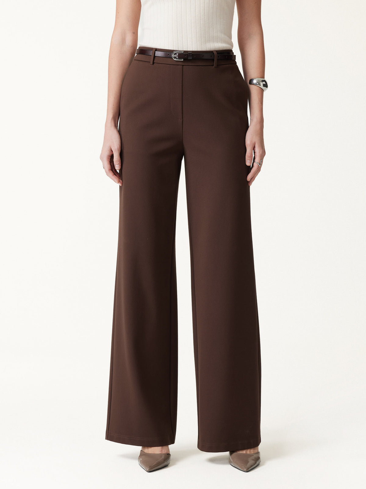 Ponte Mid-Rise Wide-Leg Pants with Pockets — original photo 4