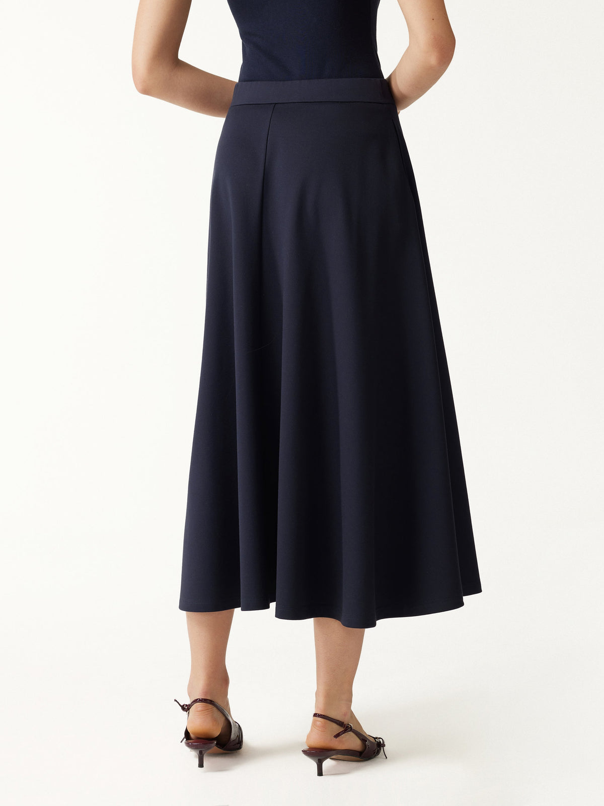 Office Staple Ponte High-Rise Circle Midi Skirt with Pockets — original photo 5